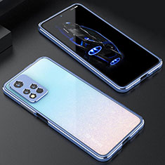 Coque Bumper Luxe Aluminum Metal Etui S01 pour Xiaomi Poco X4 NFC Argent et Bleu