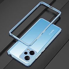 Coque Bumper Luxe Aluminum Metal Etui S01 pour Xiaomi Poco X5 5G Argent et Bleu