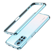 Coque Bumper Luxe Aluminum Metal Etui S01 pour Xiaomi Redmi Note 11 5G Argent et Bleu