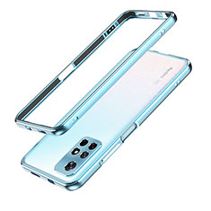 Coque Bumper Luxe Aluminum Metal Etui S01 pour Xiaomi Redmi Note 11S 5G Argent et Bleu