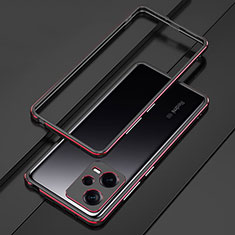 Coque Bumper Luxe Aluminum Metal Etui S01 pour Xiaomi Redmi Note 12 Explorer Rouge et Noir