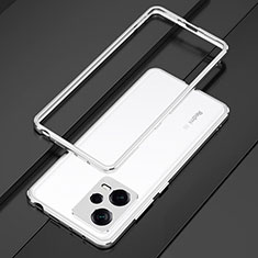 Coque Bumper Luxe Aluminum Metal Etui S01 pour Xiaomi Redmi Note 12 Pro+ Plus 5G Argent