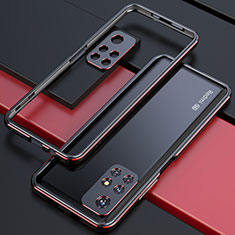 Coque Bumper Luxe Aluminum Metal Etui S02 pour Xiaomi Poco M4 Pro 5G Rouge et Noir