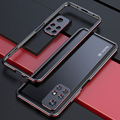 Coque Bumper Luxe Aluminum Metal Etui S02 pour Xiaomi Redmi Note 11T 5G Rouge et Noir