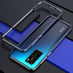 Coque Bumper Luxe Aluminum Metal Etui T01 pour Huawei P40 Bleu