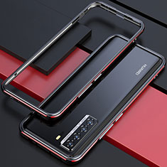 Coque Bumper Luxe Aluminum Metal Etui T01 pour Huawei P40 Lite 5G Rouge et Noir