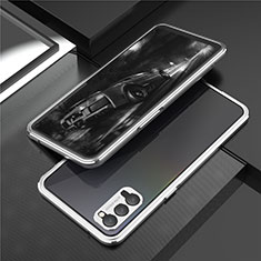 Coque Bumper Luxe Aluminum Metal Etui T01 pour Oppo Reno4 5G Argent