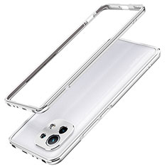 Coque Bumper Luxe Aluminum Metal Etui T02 pour Xiaomi Mi 11 Lite 5G NE Argent