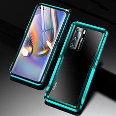 Coque Bumper Luxe Aluminum Metal Etui T03 pour Huawei P40 Cyan