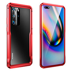 Coque Bumper Luxe Aluminum Metal Etui T03 pour Huawei P40 Pro Rouge