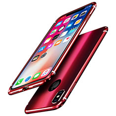 Coque Bumper Luxe Aluminum Metal Miroir Housse Etui A01 pour Apple iPhone Xs Rouge
