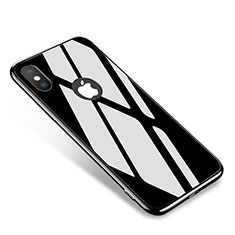 Coque Bumper Luxe Aluminum Metal Miroir Housse Etui pour Apple iPhone Xs Noir