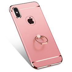 Coque Bumper Luxe Metal et Plastique avec Support Bague Anneau F02 pour Apple iPhone X Or Rose