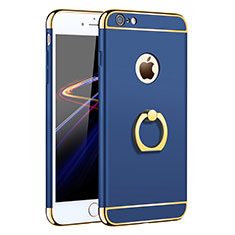 Coque Bumper Luxe Metal et Plastique avec Support Bague Anneau pour Apple iPhone 6S Plus Bleu