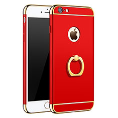 Coque Bumper Luxe Metal et Plastique avec Support Bague Anneau pour Apple iPhone 6S Plus Rouge