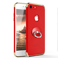 Coque Bumper Luxe Metal et Plastique avec Support Bague Anneau pour Apple iPhone 7 Rouge