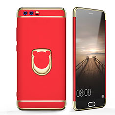 Coque Bumper Luxe Metal et Plastique avec Support Bague Anneau pour Huawei Honor 9 Premium Rouge