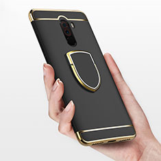 Coque Bumper Luxe Metal et Plastique avec Support Bague Anneau pour Xiaomi Pocophone F1 Noir