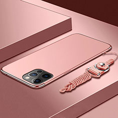 Coque Bumper Luxe Metal et Plastique Etui Housse avec Laniere pour Apple iPhone 13 Pro Max Or Rose