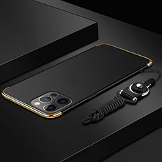 Coque Bumper Luxe Metal et Plastique Etui Housse avec Laniere pour Apple iPhone 14 Pro Max Noir