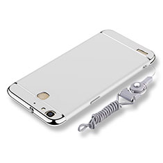 Coque Bumper Luxe Metal et Plastique Etui Housse avec Laniere pour Huawei Enjoy 5S Argent