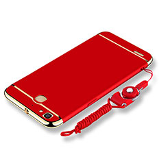 Coque Bumper Luxe Metal et Plastique Etui Housse avec Laniere pour Huawei G8 Mini Rouge