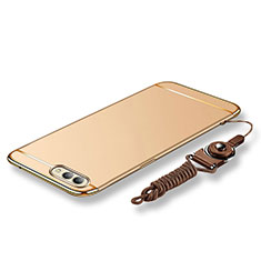 Coque Bumper Luxe Metal et Plastique Etui Housse avec Laniere pour Huawei Honor View 10 Or