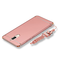 Coque Bumper Luxe Metal et Plastique Etui Housse avec Laniere pour Huawei Nova 2i Or Rose