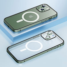 Coque Bumper Luxe Metal et Plastique Etui Housse avec Mag-Safe Magnetic Magnetique Bling-Bling LF1 pour Apple iPhone 13 Vert