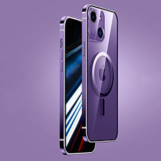 Coque Bumper Luxe Metal et Plastique Etui Housse avec Mag-Safe Magnetic Magnetique JB1 pour Apple iPhone 14 Plus Violet