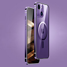 Coque Bumper Luxe Metal et Plastique Etui Housse avec Mag-Safe Magnetic Magnetique JB1 pour Apple iPhone 15 Plus Violet