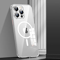 Coque Bumper Luxe Metal et Plastique Etui Housse avec Mag-Safe Magnetic Magnetique JL1 pour Apple iPhone 13 Pro Max Argent