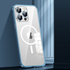 Coque Bumper Luxe Metal et Plastique Etui Housse avec Mag-Safe Magnetic Magnetique JL1 pour Apple iPhone 13 Pro Max Bleu