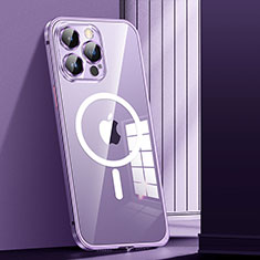 Coque Bumper Luxe Metal et Plastique Etui Housse avec Mag-Safe Magnetic Magnetique JL1 pour Apple iPhone 13 Pro Max Violet