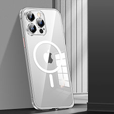 Coque Bumper Luxe Metal et Plastique Etui Housse avec Mag-Safe Magnetic Magnetique JL1 pour Apple iPhone 14 Pro Max Argent