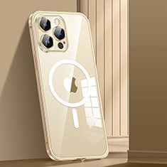 Coque Bumper Luxe Metal et Plastique Etui Housse avec Mag-Safe Magnetic Magnetique JL1 pour Apple iPhone 14 Pro Max Or