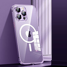 Coque Bumper Luxe Metal et Plastique Etui Housse avec Mag-Safe Magnetic Magnetique JL1 pour Apple iPhone 14 Pro Max Violet