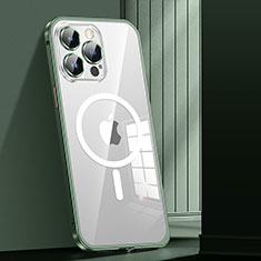 Coque Bumper Luxe Metal et Plastique Etui Housse avec Mag-Safe Magnetic Magnetique JL1 pour Apple iPhone 14 Pro Vert