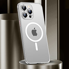 Coque Bumper Luxe Metal et Plastique Etui Housse avec Mag-Safe Magnetic Magnetique JL2 pour Apple iPhone 13 Pro Max Argent