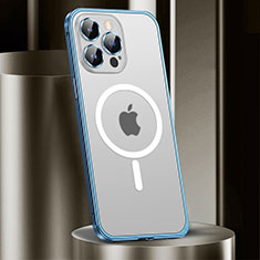 Coque Bumper Luxe Metal et Plastique Etui Housse avec Mag-Safe Magnetic Magnetique JL2 pour Apple iPhone 13 Pro Max Bleu