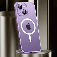 Coque Bumper Luxe Metal et Plastique Etui Housse avec Mag-Safe Magnetic Magnetique JL2 pour Apple iPhone 14 Violet