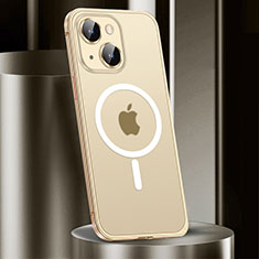 Coque Bumper Luxe Metal et Plastique Etui Housse avec Mag-Safe Magnetic Magnetique JL2 pour Apple iPhone 15 Plus Or