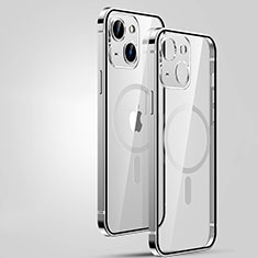 Coque Bumper Luxe Metal et Plastique Etui Housse avec Mag-Safe Magnetic Magnetique JL3 pour Apple iPhone 14 Argent