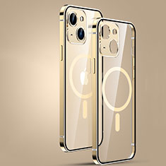 Coque Bumper Luxe Metal et Plastique Etui Housse avec Mag-Safe Magnetic Magnetique JL3 pour Apple iPhone 14 Or