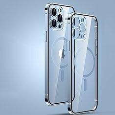 Coque Bumper Luxe Metal et Plastique Etui Housse avec Mag-Safe Magnetic Magnetique JL3 pour Apple iPhone 15 Pro Bleu