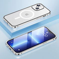 Coque Bumper Luxe Metal et Plastique Etui Housse avec Mag-Safe Magnetic Magnetique LF1 pour Apple iPhone 13 Argent