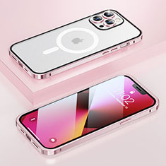 Coque Bumper Luxe Metal et Plastique Etui Housse avec Mag-Safe Magnetic Magnetique LF1 pour Apple iPhone 13 Pro Max Or Rose