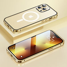 Coque Bumper Luxe Metal et Plastique Etui Housse avec Mag-Safe Magnetic Magnetique LF1 pour Apple iPhone 13 Pro Or