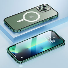 Coque Bumper Luxe Metal et Plastique Etui Housse avec Mag-Safe Magnetic Magnetique LF1 pour Apple iPhone 13 Pro Vert