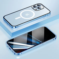 Coque Bumper Luxe Metal et Plastique Etui Housse avec Mag-Safe Magnetic Magnetique LF1 pour Apple iPhone 14 Pro Max Bleu